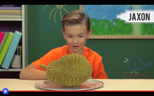 Kids with durian